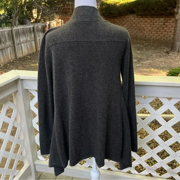 Saks 5th Avenue Open Gray Cardigan Cashmere Small Embellished Beaded Lagenlook - Picture 5 of 9